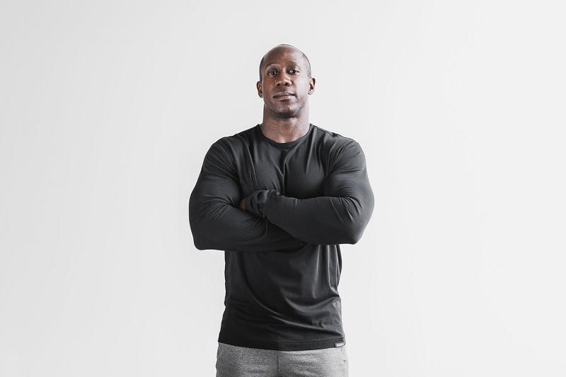 Men's Nobull Lightweight Tee Long Sleeve Black | SG M2533Q
